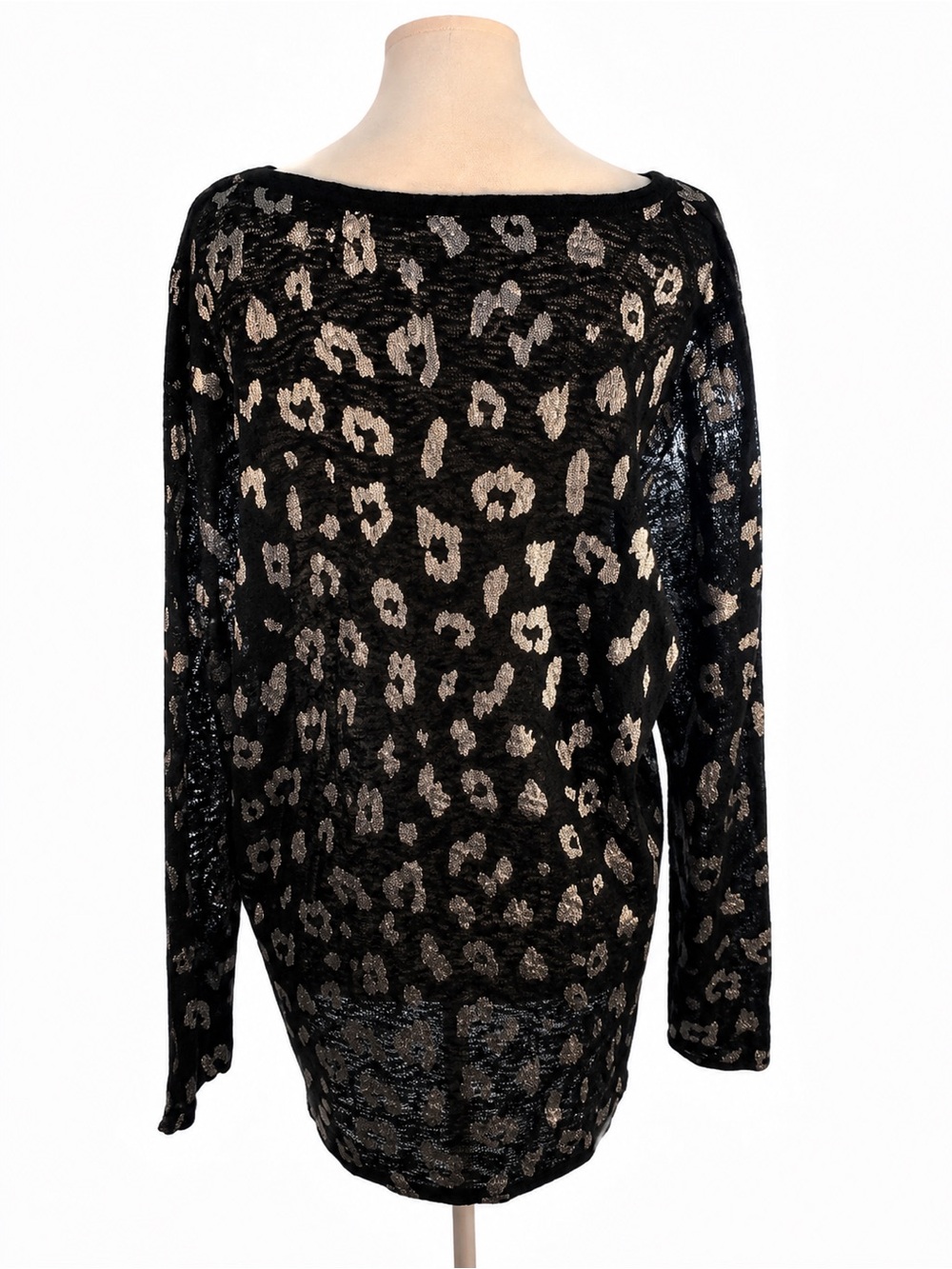 No Boundaries Black and Silver Leopard Long Sleeve Sweater XXL - Picture 3 of 8